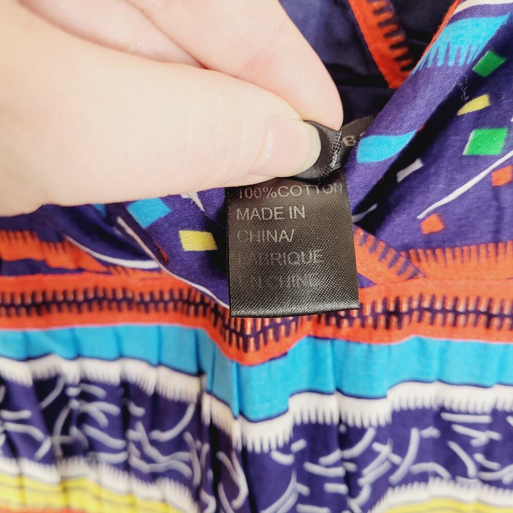Marc Jacobs blue striped mixed print Vneck cotton dress Size 6 Boho Designer - Picture 7 of 11